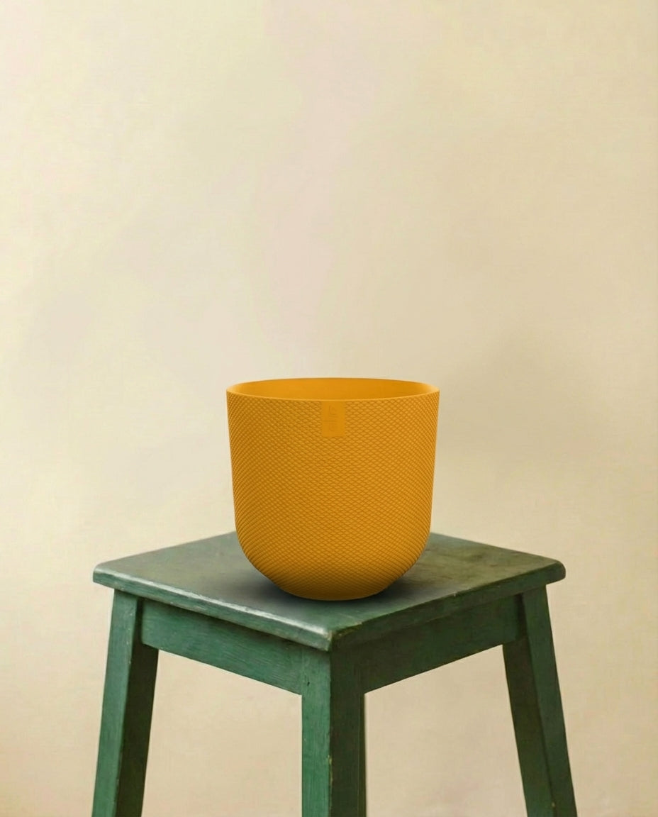 Pot rond jaune ambré (d14cm)