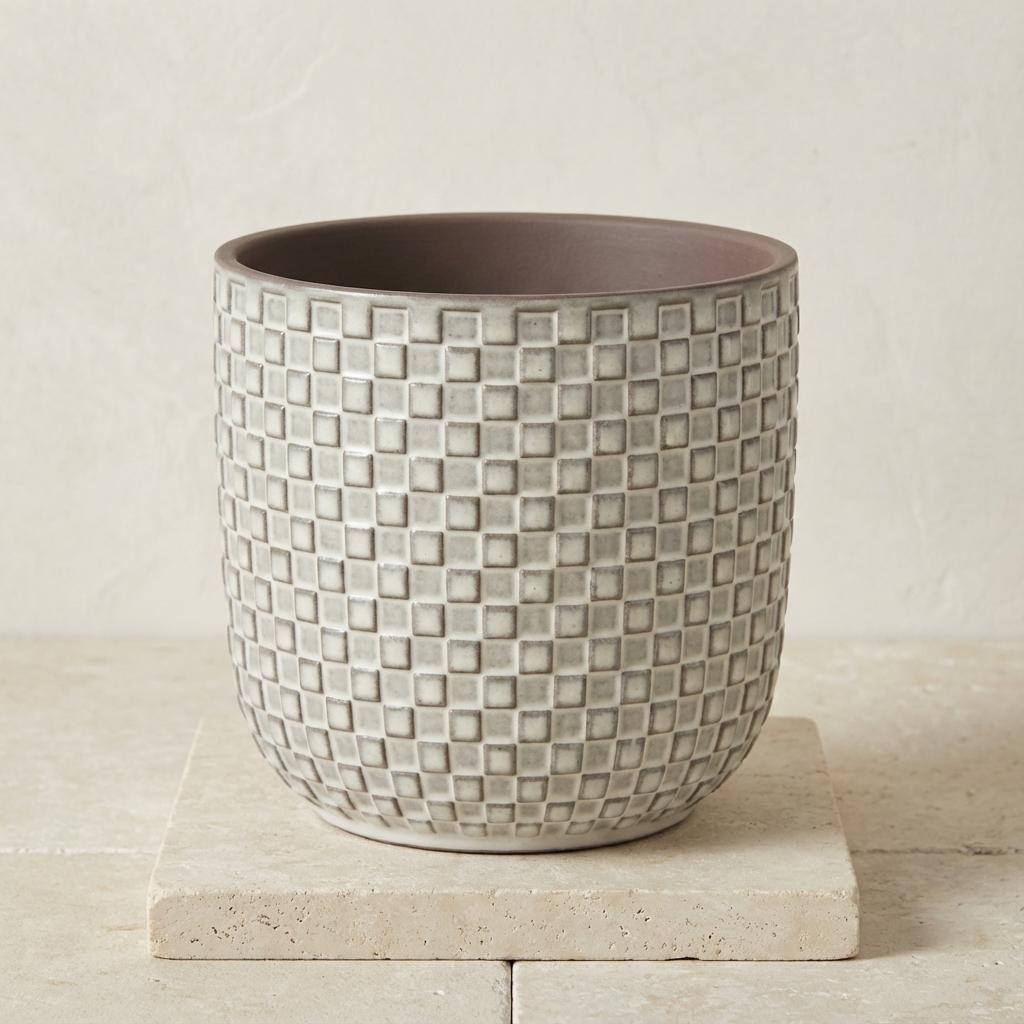 Cache pot relief (Blanc)