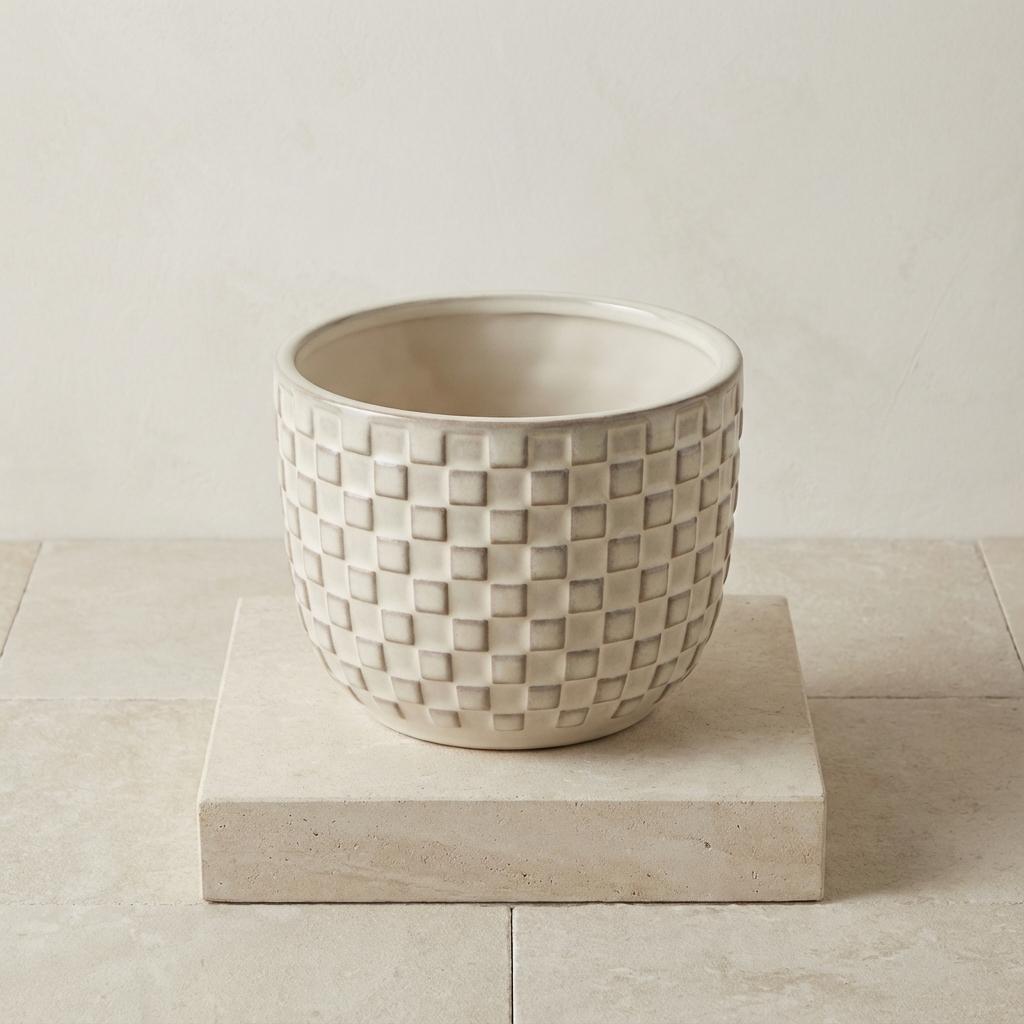 Mini cache pot relief (Blanc)