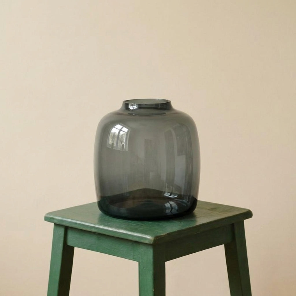 Vase en verre gris (h25cm / Ø25cm)