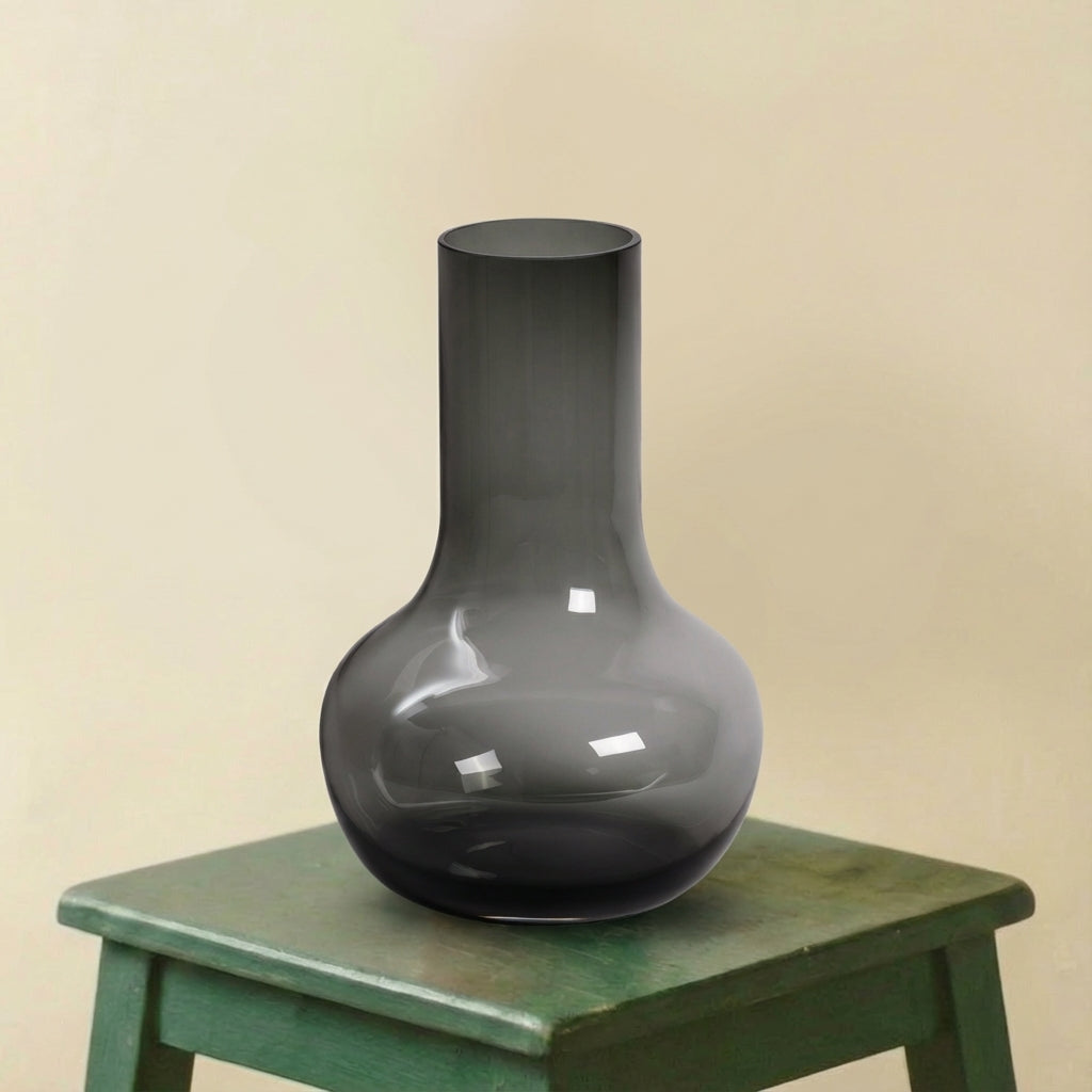 Vase en verre gris (h37cm / Ø25cm)